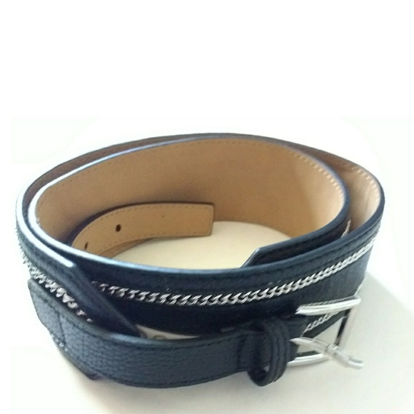 New! MICHAEL KORS Leather Belt with Chain-inlay - Picture 3 of 5